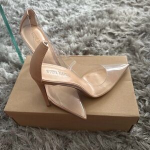 Steve Madden Clear and Tan Heels